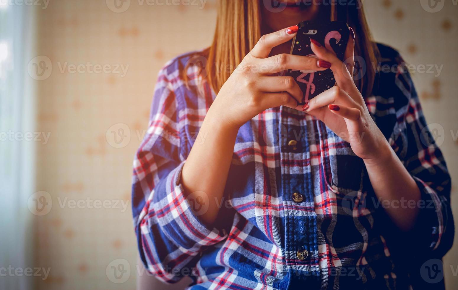 hand- en telefoonfoto's bedrijfsconcept en teamwork met kopieerruimte foto