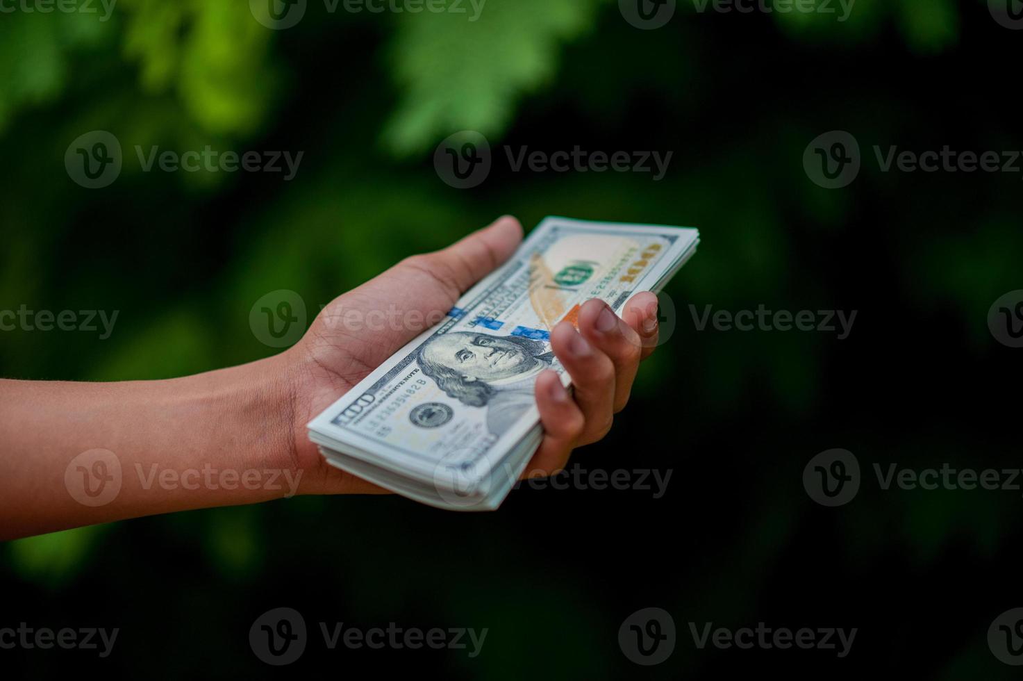 hand en dollar foto's concept van zakelijke financiën foto