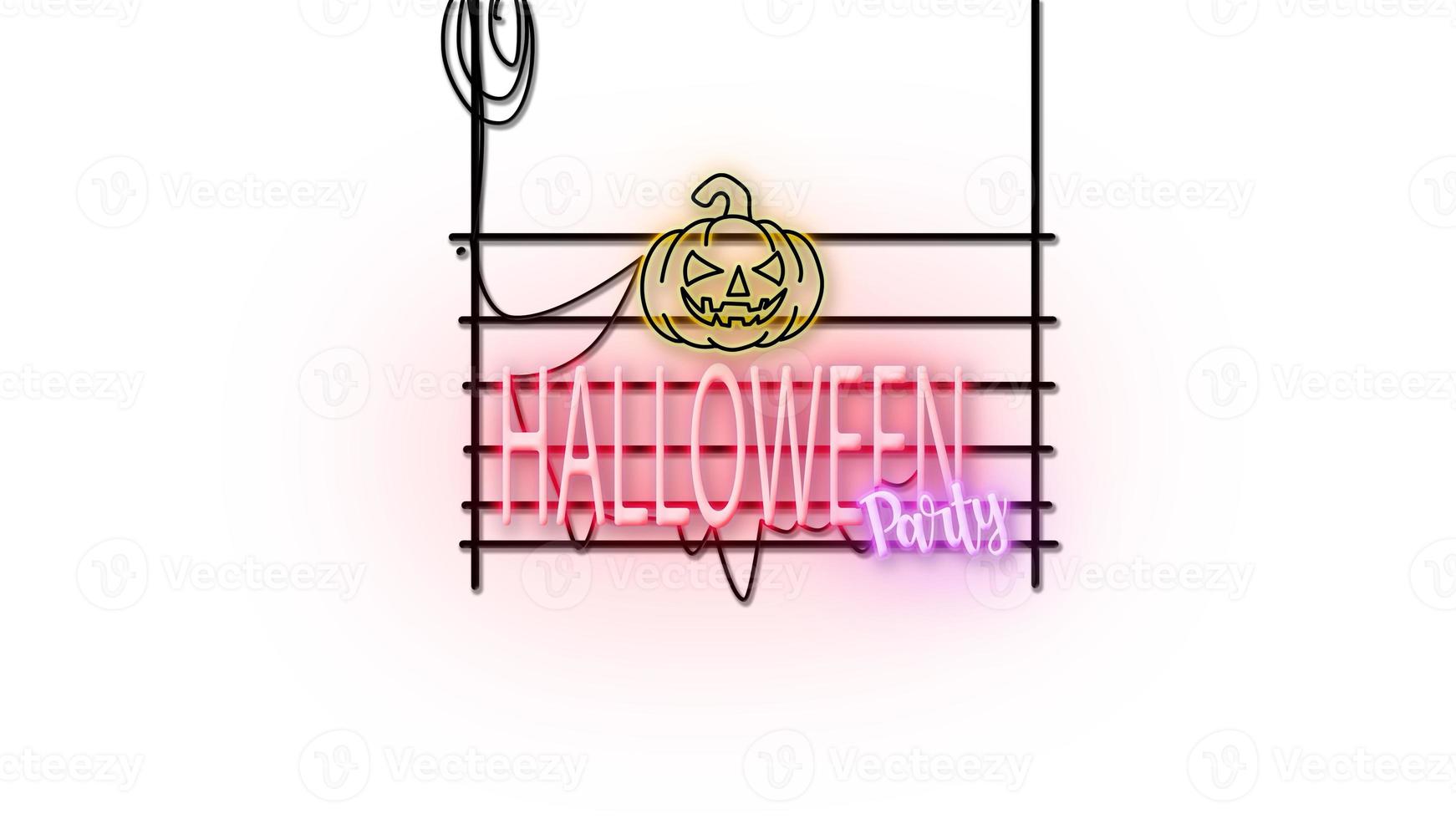 halloween teken embleem in neon stijl op witte achtergrond foto