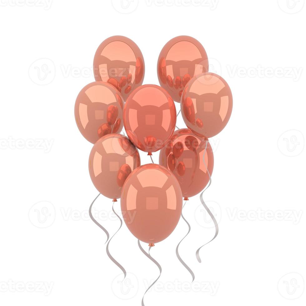 kleurrijke ballonnen vliegen voor verjaardagsfeestjes en feesten. 3D render voor verjaardag, feest, banners. foto