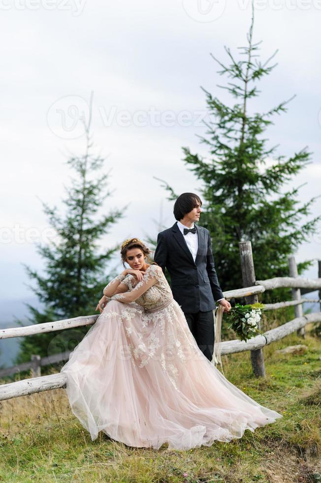 huwelijksfotoshoot voor twee in de bergen. foto