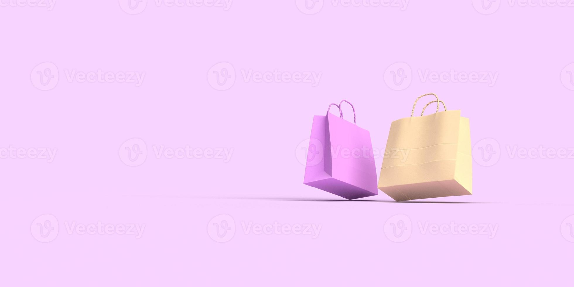 roze oranje zak boodschappendoos mode kraft minimaal levensstijl verjaardag commercieel luxe modern verkoop pakket lint decoratie ornament 14 veertien februari gelukkige valentijn dag festival.3d render foto