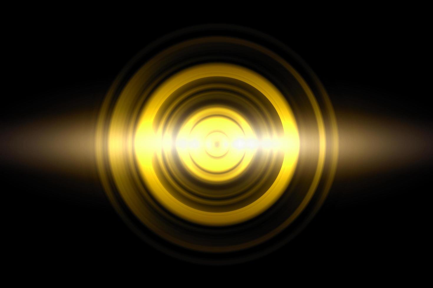 geluidsgolven oscillerend gouden licht met cirkelspin, abstracte achtergrond foto