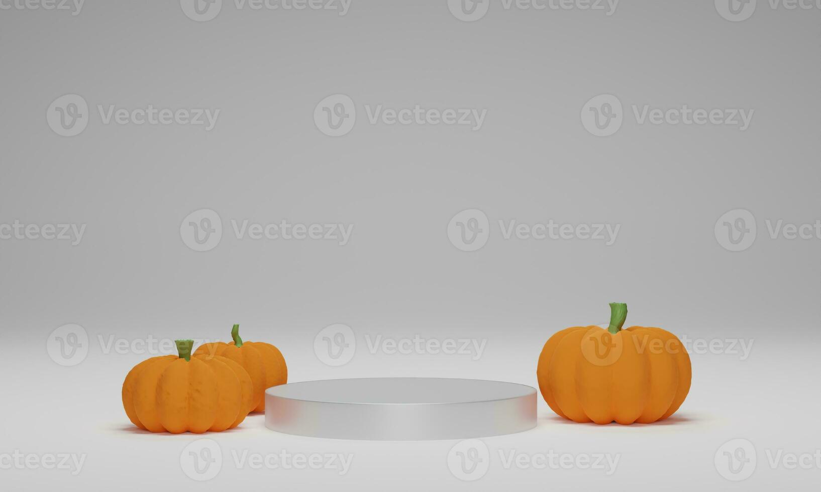 3D-rendering. pompoen met cilinder podium op witte achtergrond. abstracte minimale scène voor halloween-achtergrond foto