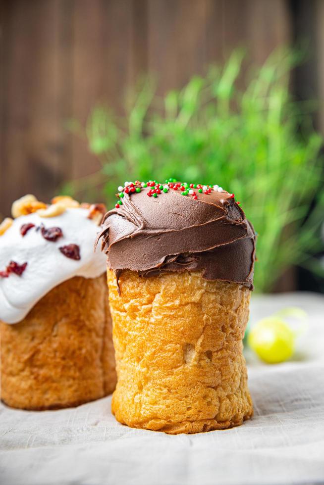 chocolade pasen cake gebak traktatie pasen kulich vakantie zelfgemaakt dessert eten kopie ruimte voedsel achtergrond foto