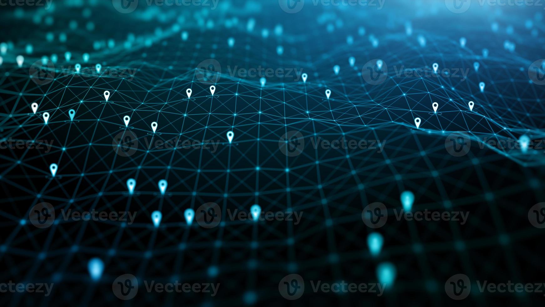 locatiepictogrammen van gps-navigatie, wereldwijde 5g high-speed internetverbinding en big data-analyseprocesachtergrond foto