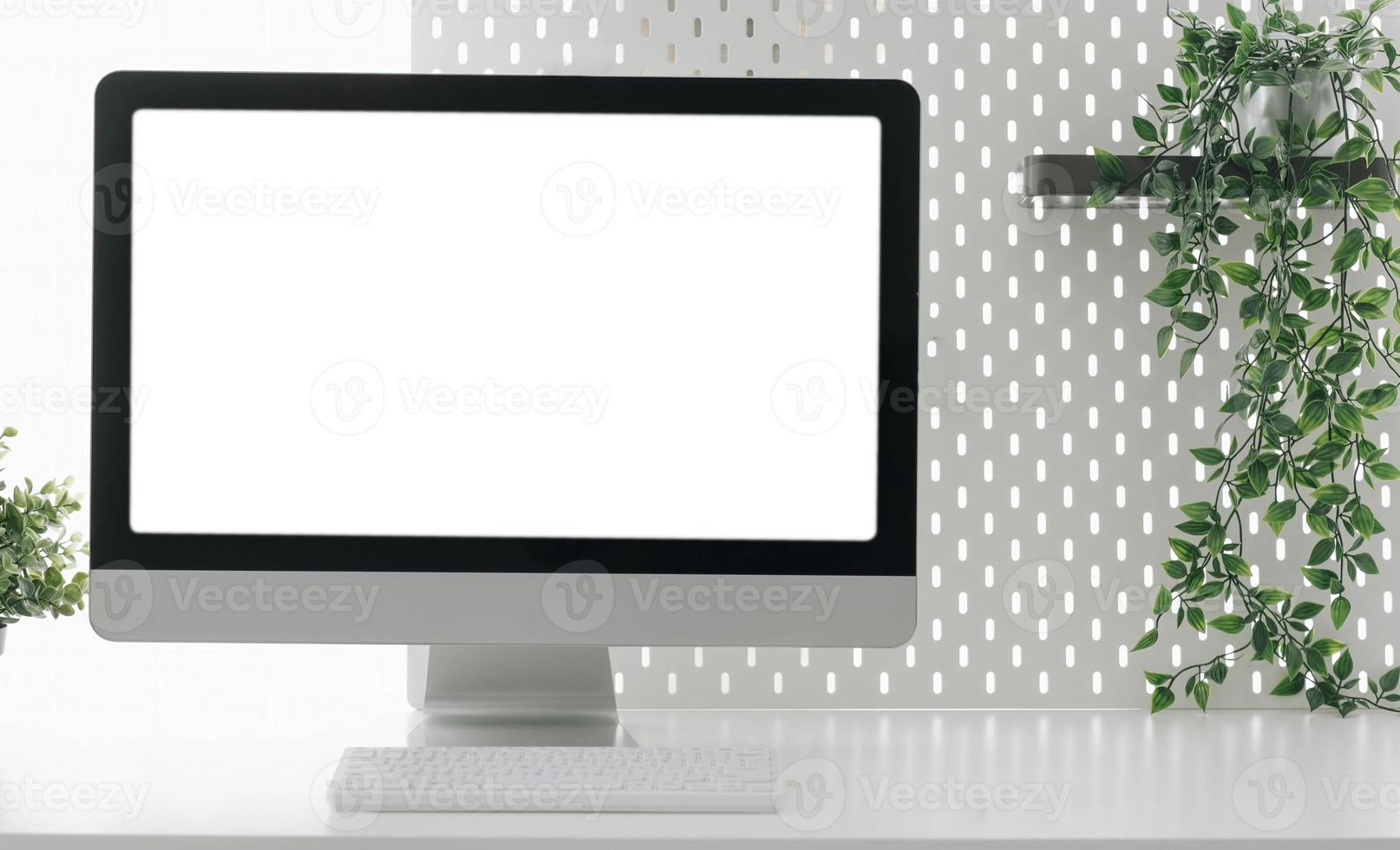 mock-up kopie ruimte leeg scherm concept bedrijf werken op laptop. foto