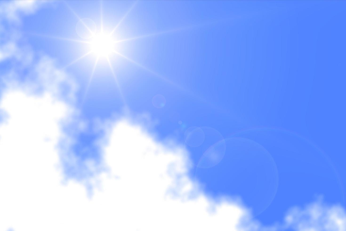 wazige zon schijnt op blauwe lucht te midden van wolken, abstracte achtergrond foto