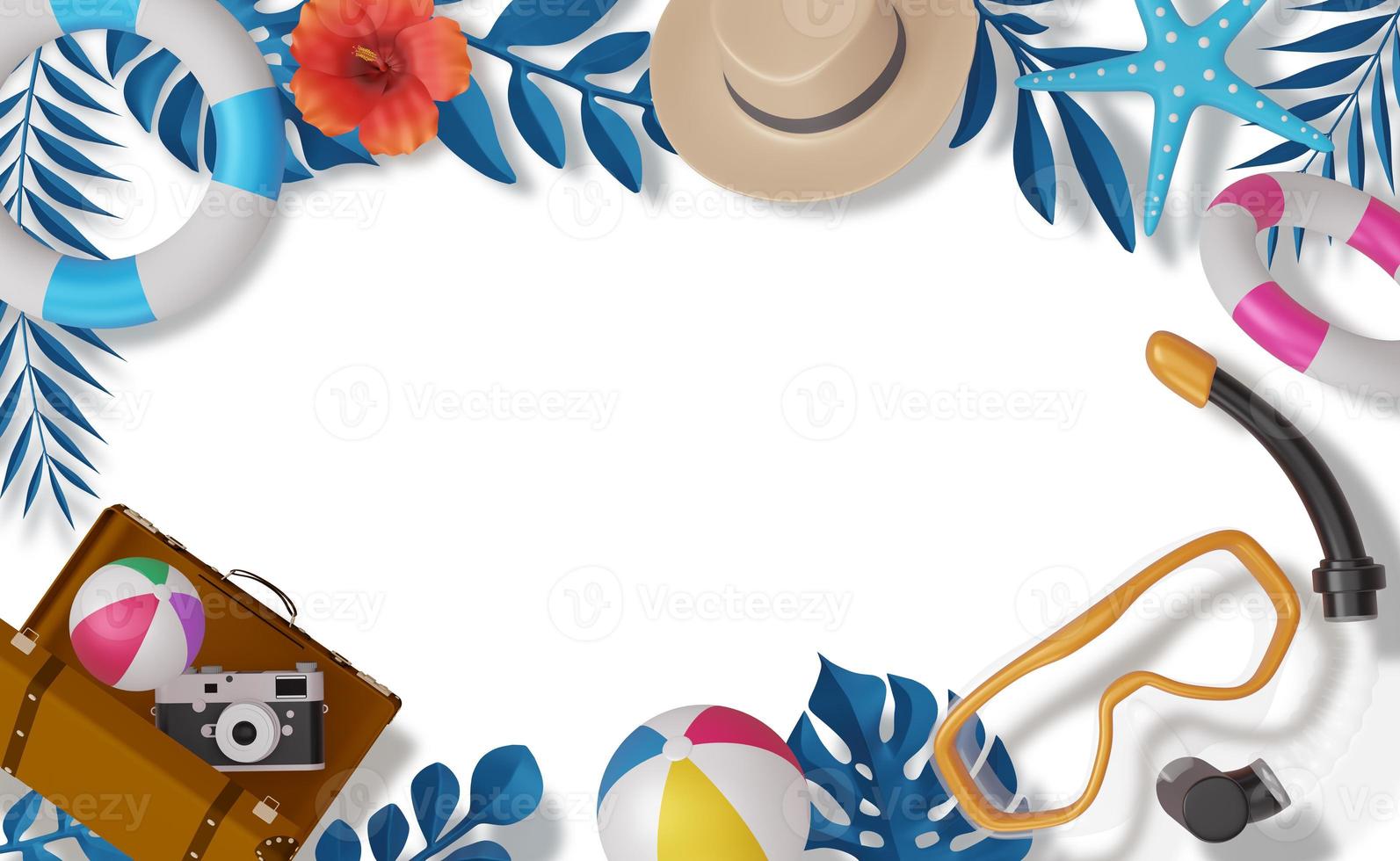 frame zomeraccessoire, zomerseizoen, 3D-rendering foto