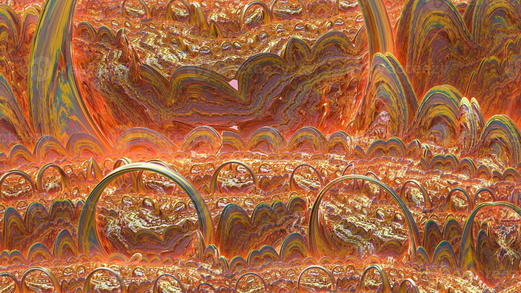 abstracte computer gegenereerde fractal ontwerp. 3d aliens illustratie van een mooie oneindige wiskundige mandelbrot set fractal abstract lava background foto