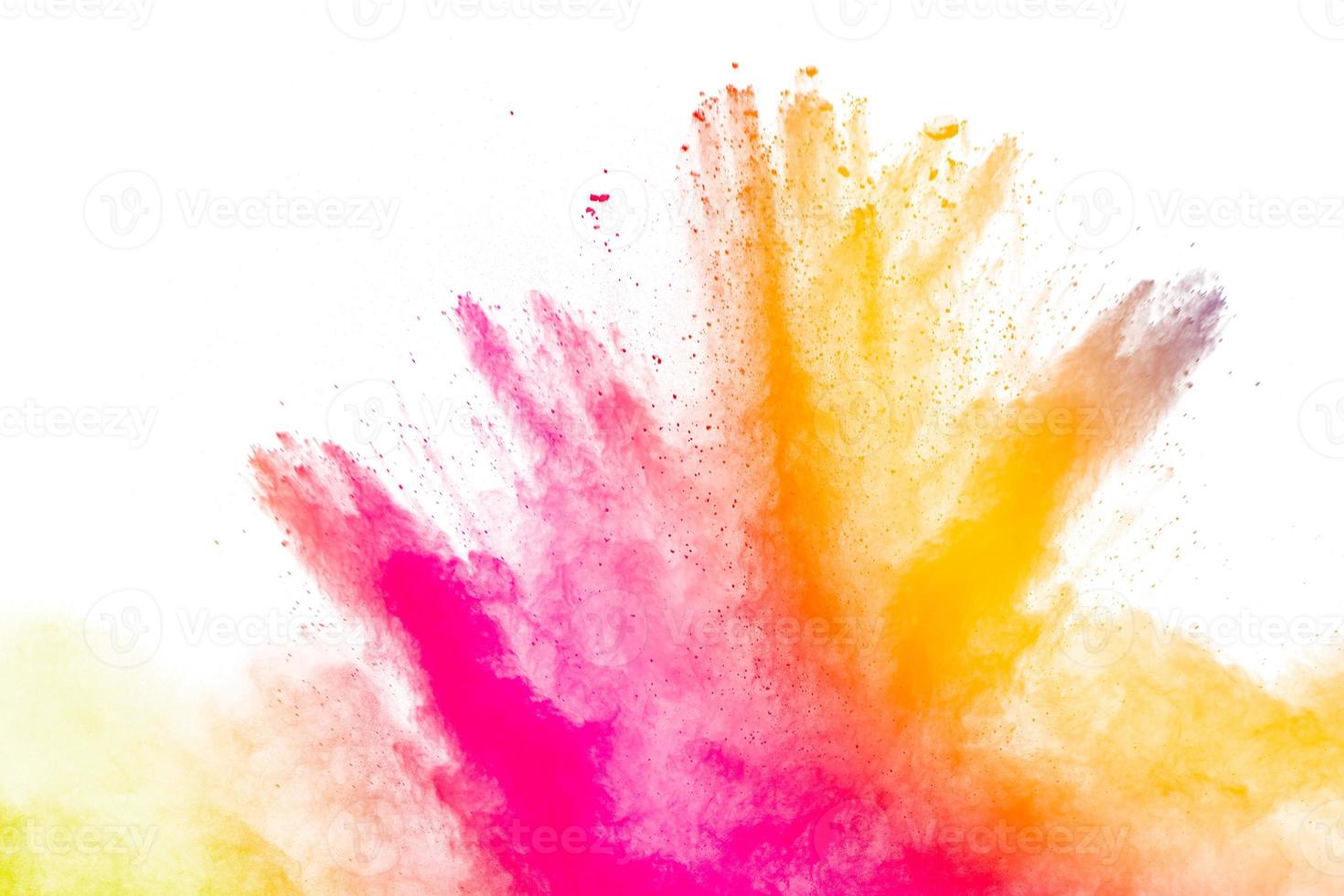 set van variant kleur poeder explosie op witte background.colorful stof ontploffen. foto