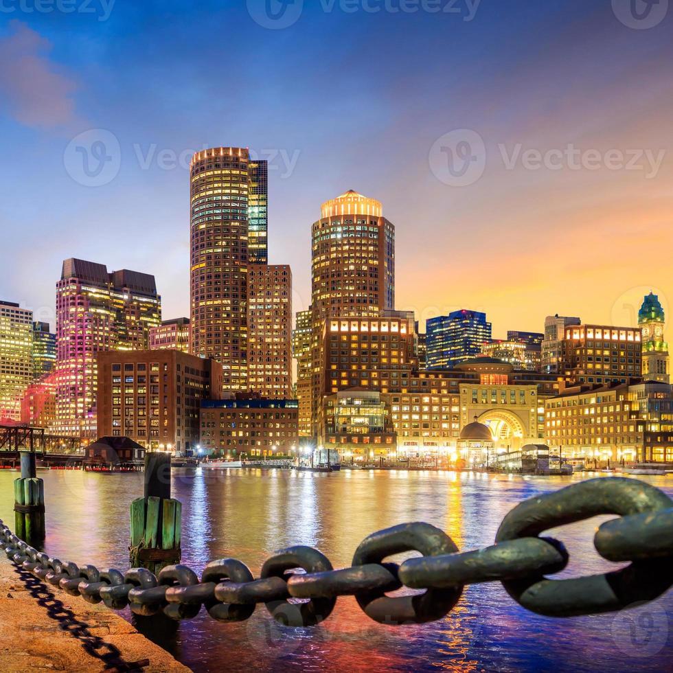 Boston Harbor en financiële wijk foto