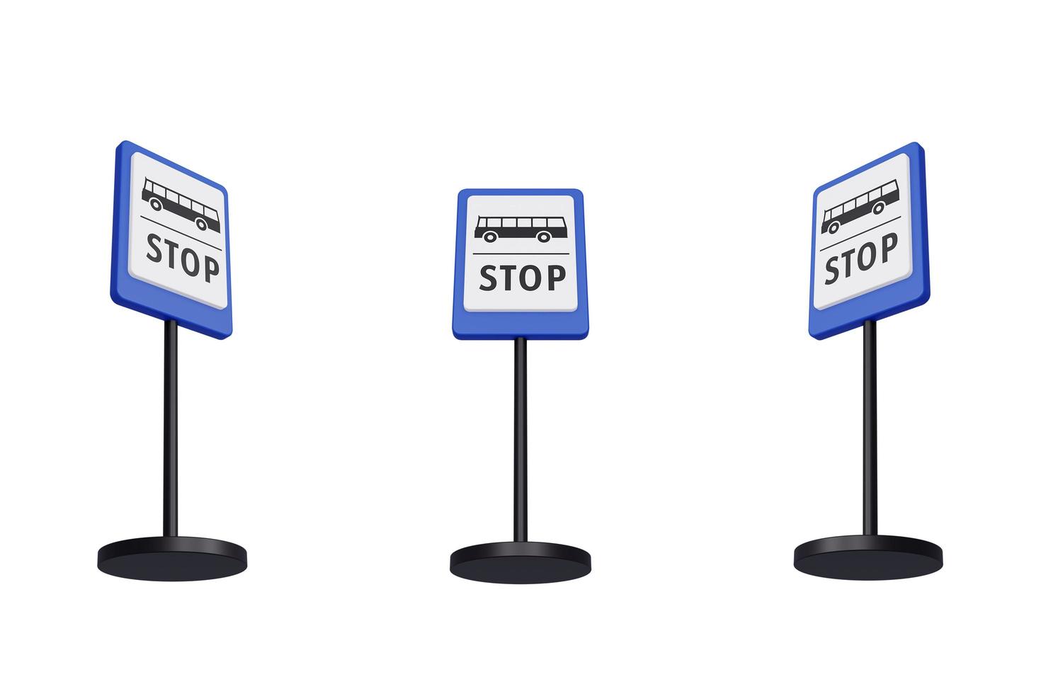 3D render illustratie verkeersborden van bushalte foto