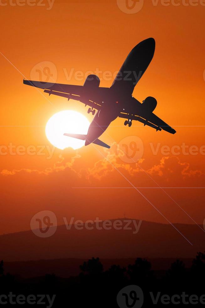 concept van reizen met het vliegtuig foto