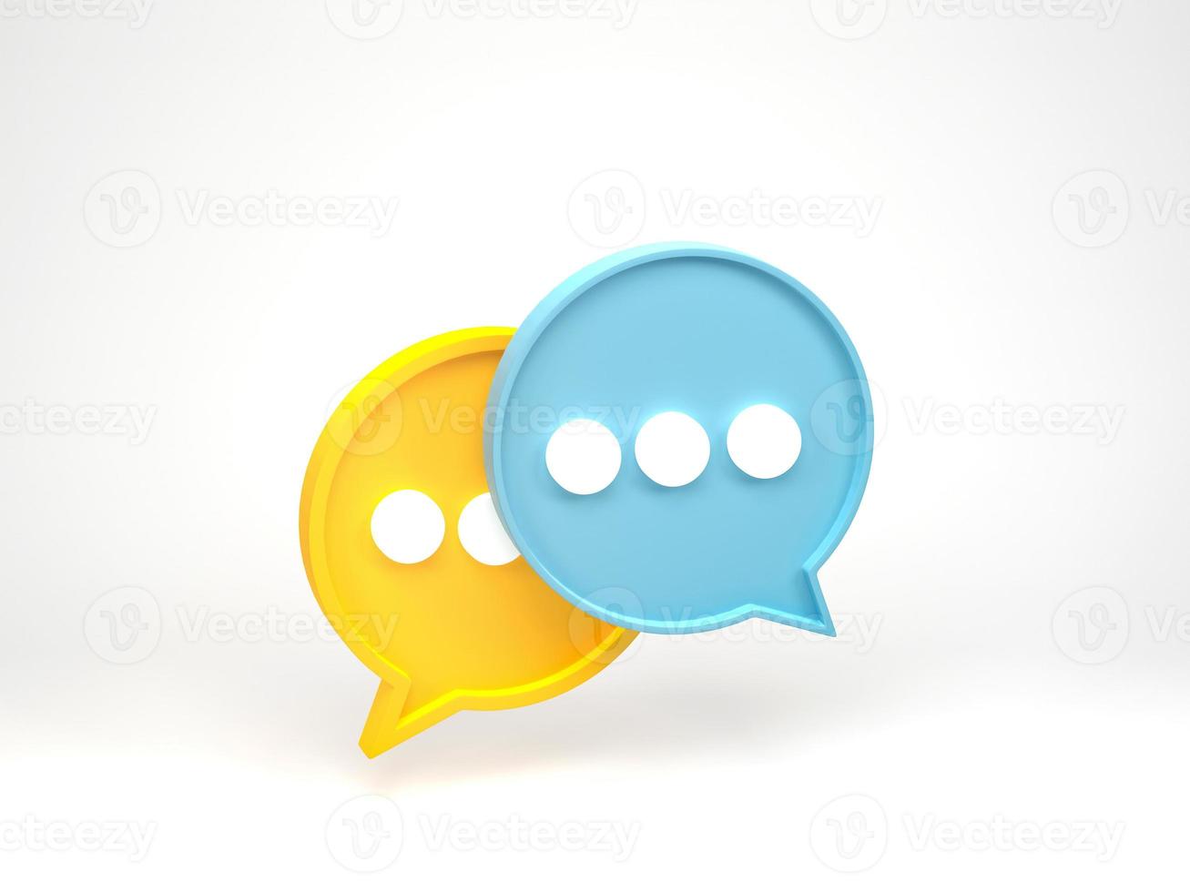 3D-rendering, 3d illustratie. toespraak bubble praten. chat pictogram of discussie commentaar symbool op witte achtergrond. messenger of online ondersteuningsconcept. foto