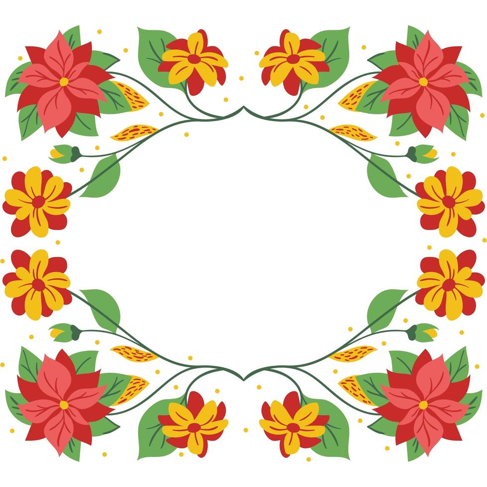 bloemenframe, elegante illustratie met bloemen, bladeren en takken gebruikt in verschillende uitnodigingen, met ruimte om tekst te plaatsen. foto