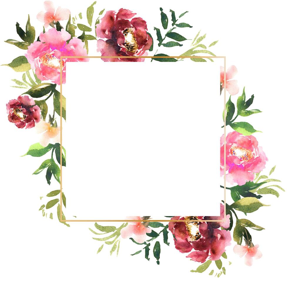 bloemenframe, elegante illustratie met bloemen, bladeren en takken gebruikt in verschillende uitnodigingen, met ruimte om tekst te plaatsen. foto