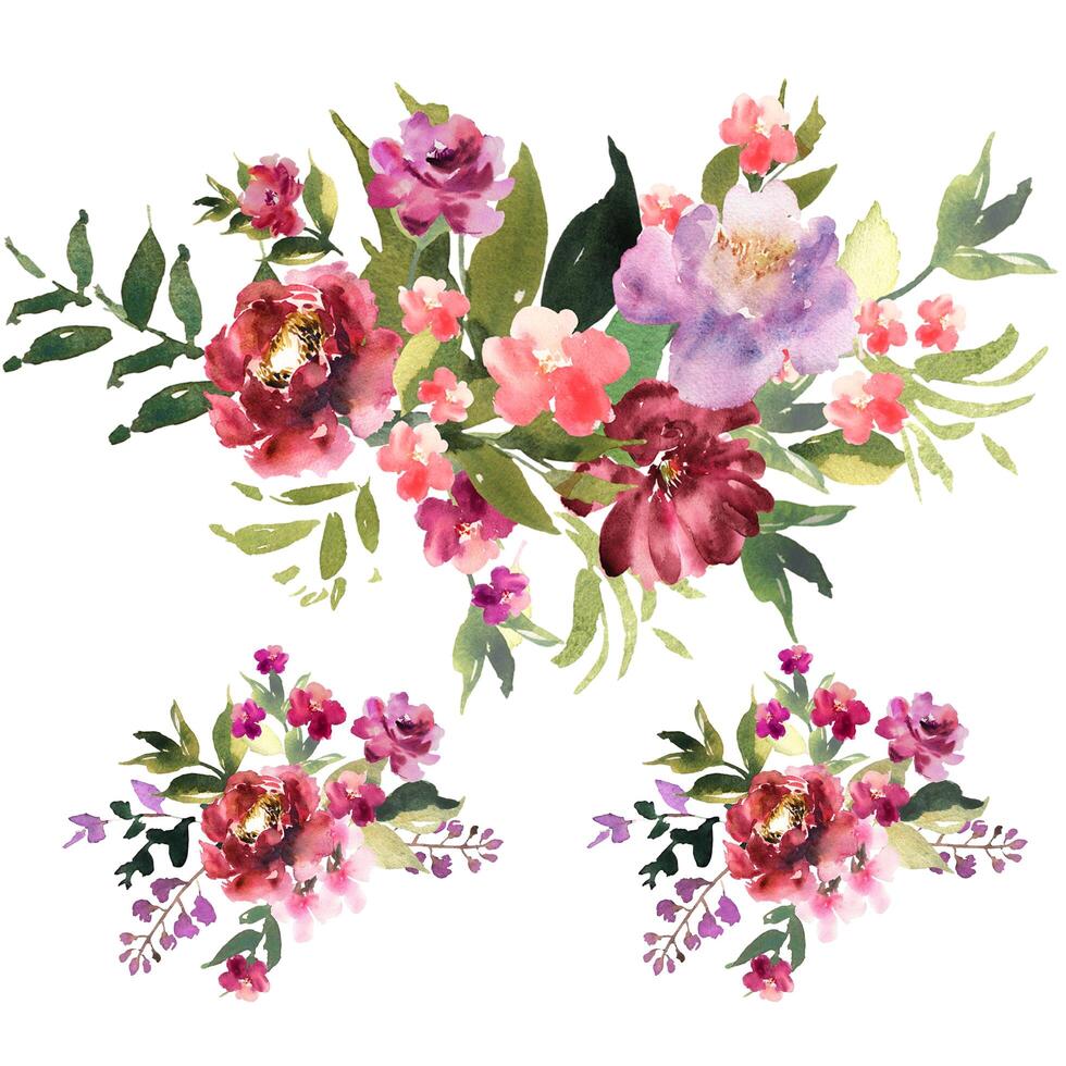 bloemenframe, elegante illustratie met bloemen, bladeren en takken gebruikt in verschillende uitnodigingen, met ruimte om tekst te plaatsen. foto