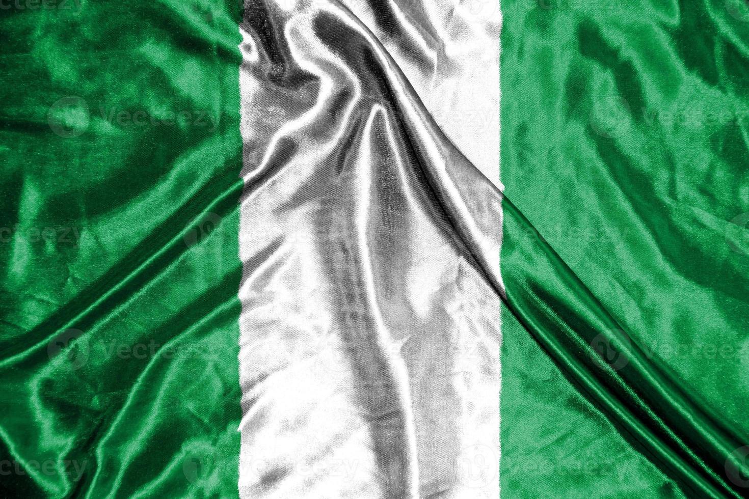 nigeria doek vlag satijnen vlag wuivende stof textuur van de vlag foto