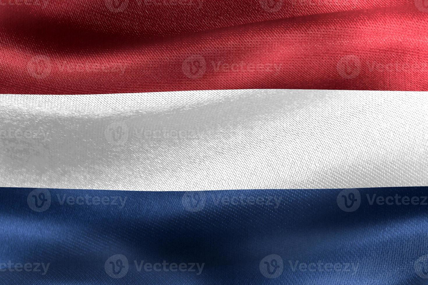 3D-illustratie van een Nederlandse vlag - realistische wapperende stoffen vlag foto