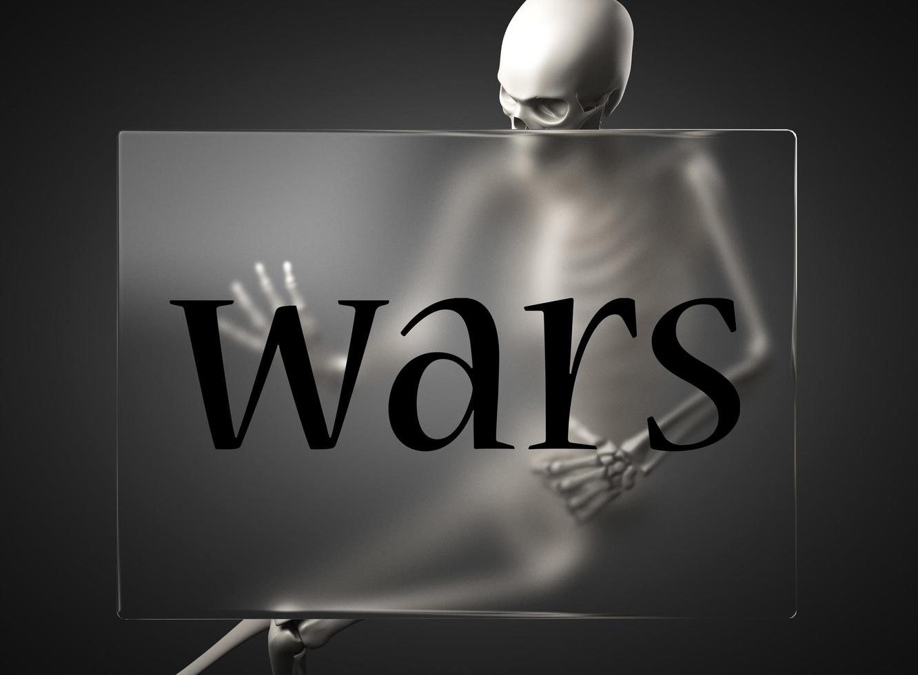 oorlogen woord over glas en skelet foto