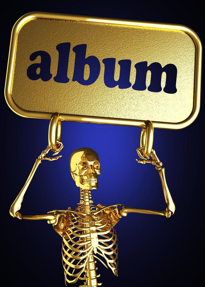 albumwoord en gouden skelet foto