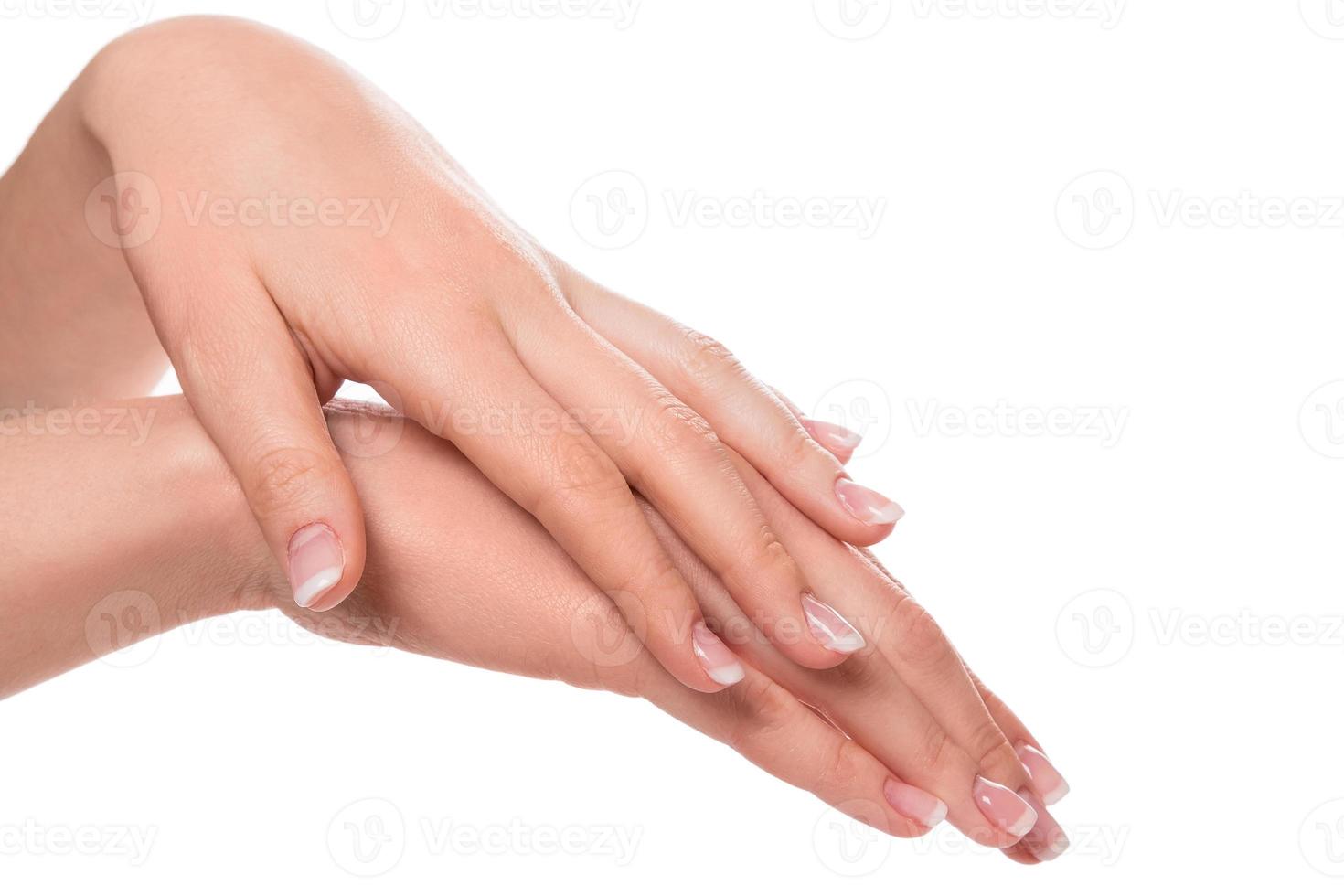 handen met french manicure foto