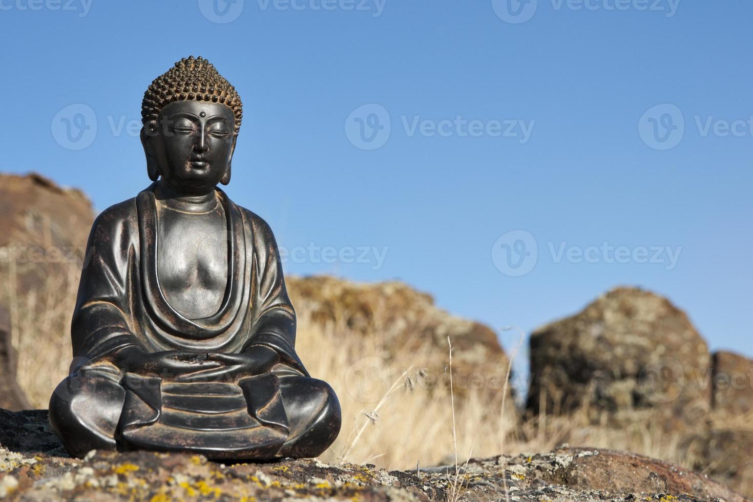 Japanse Boeddha en rotsen foto