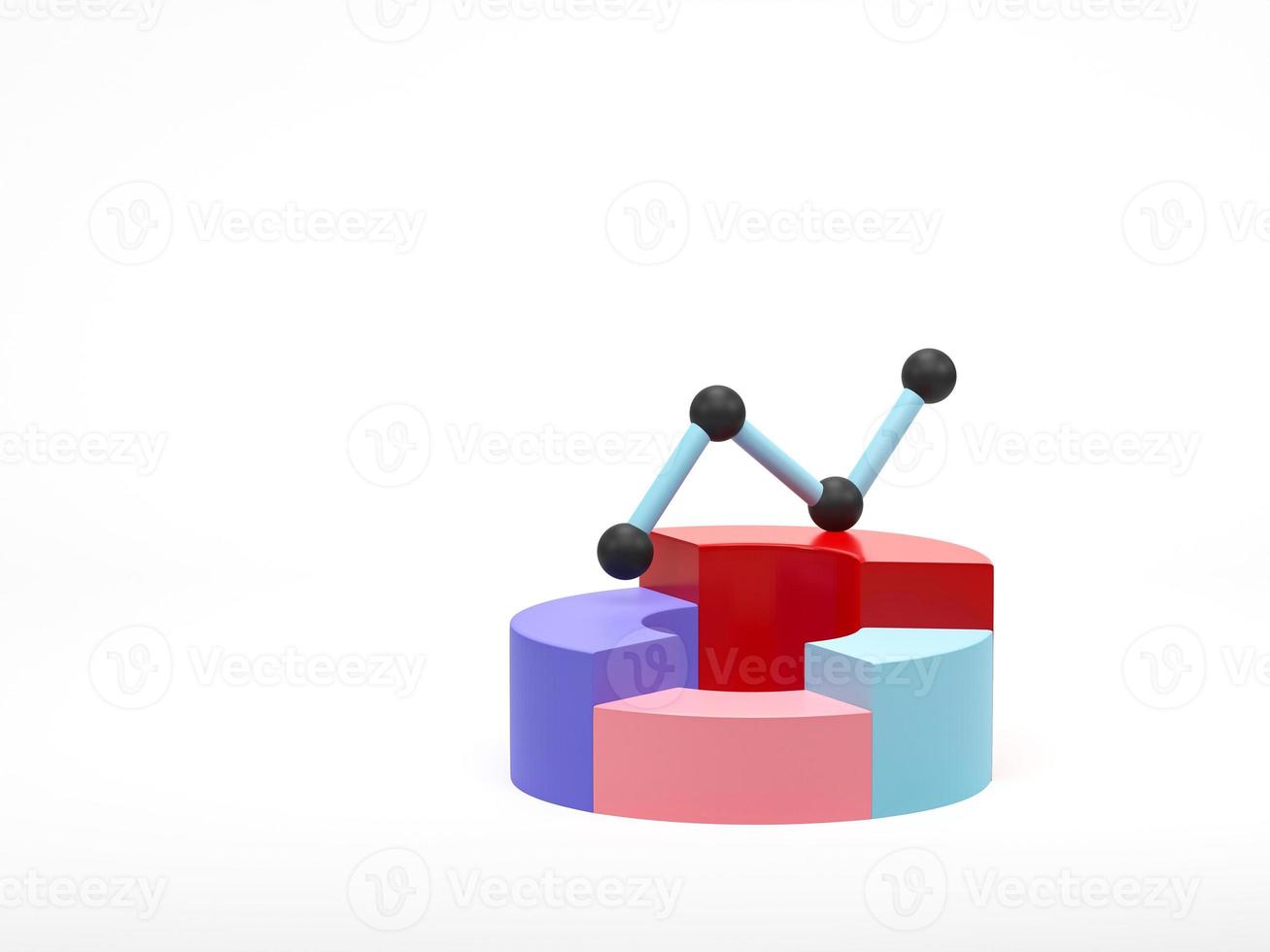 3D render, 3d illustratie. cirkeldiagram infographic pictogram. eenvoudige cirkel diagram grafiek pictogram op witte achtergrond. financiële gegevens presentatie concept. foto