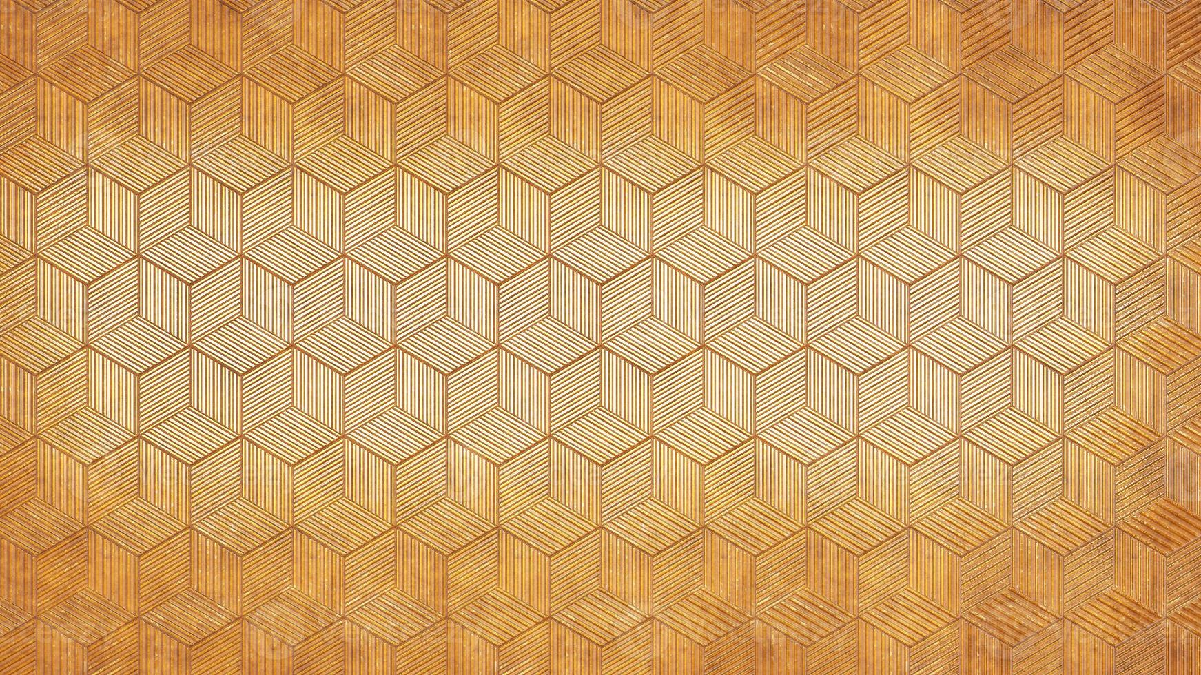 futuristische gouden zeshoekige textuurachtergrond. 3D-rendering foto