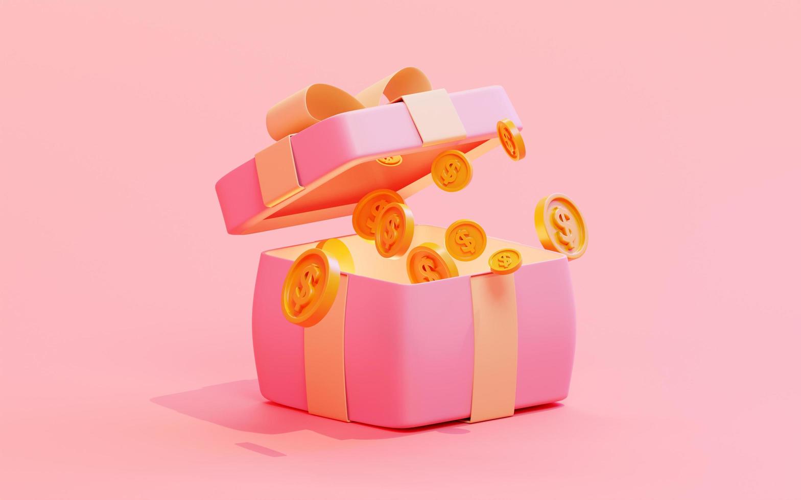 3D render van open geschenkdoos verrassing foto