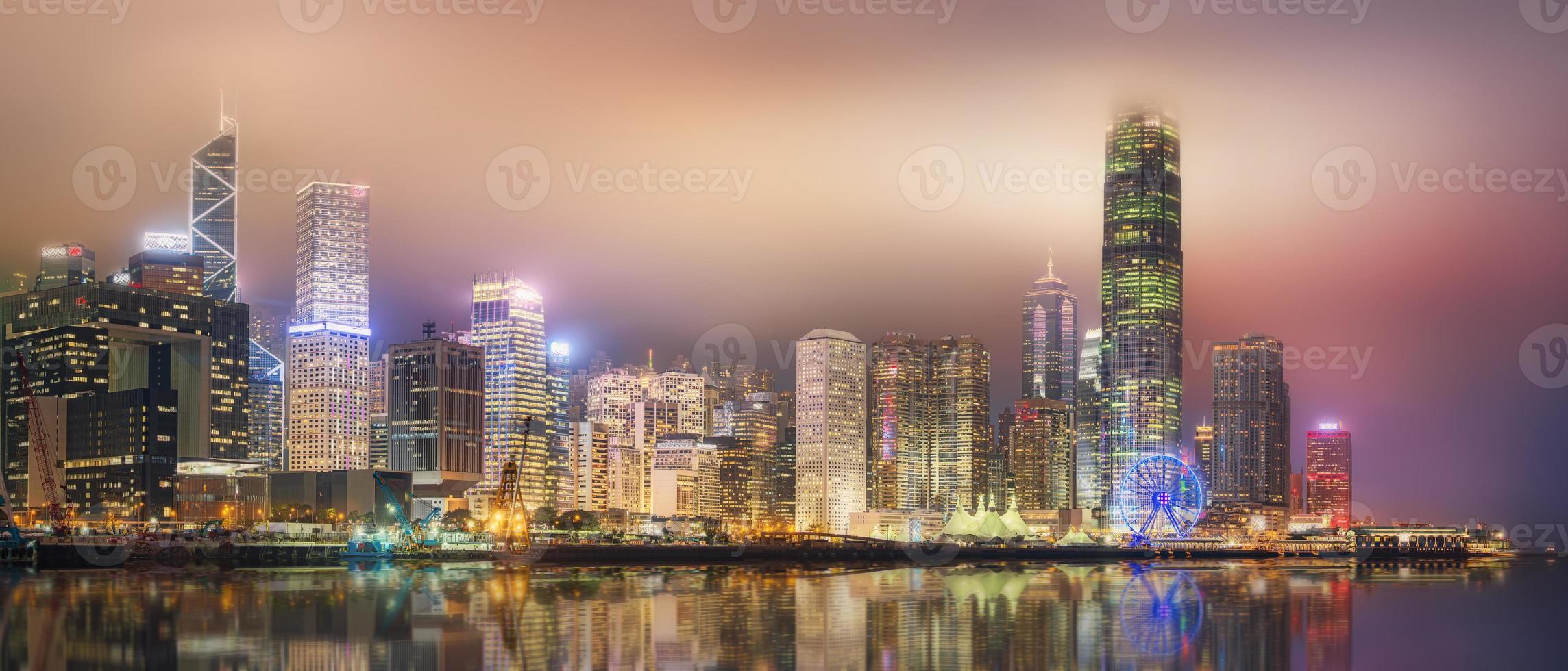 panorama van hong kong en financiële wijk foto
