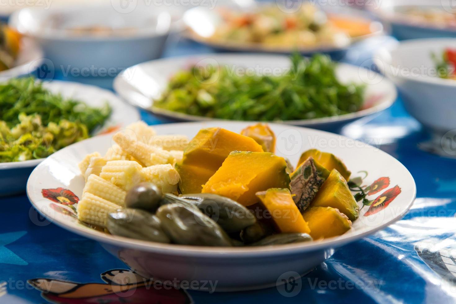 pompoen maïs koken. foto