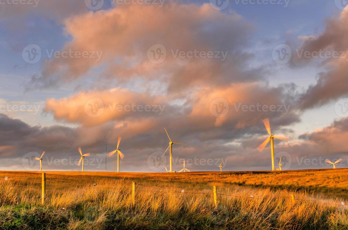 windmolens bij zonsondergang foto