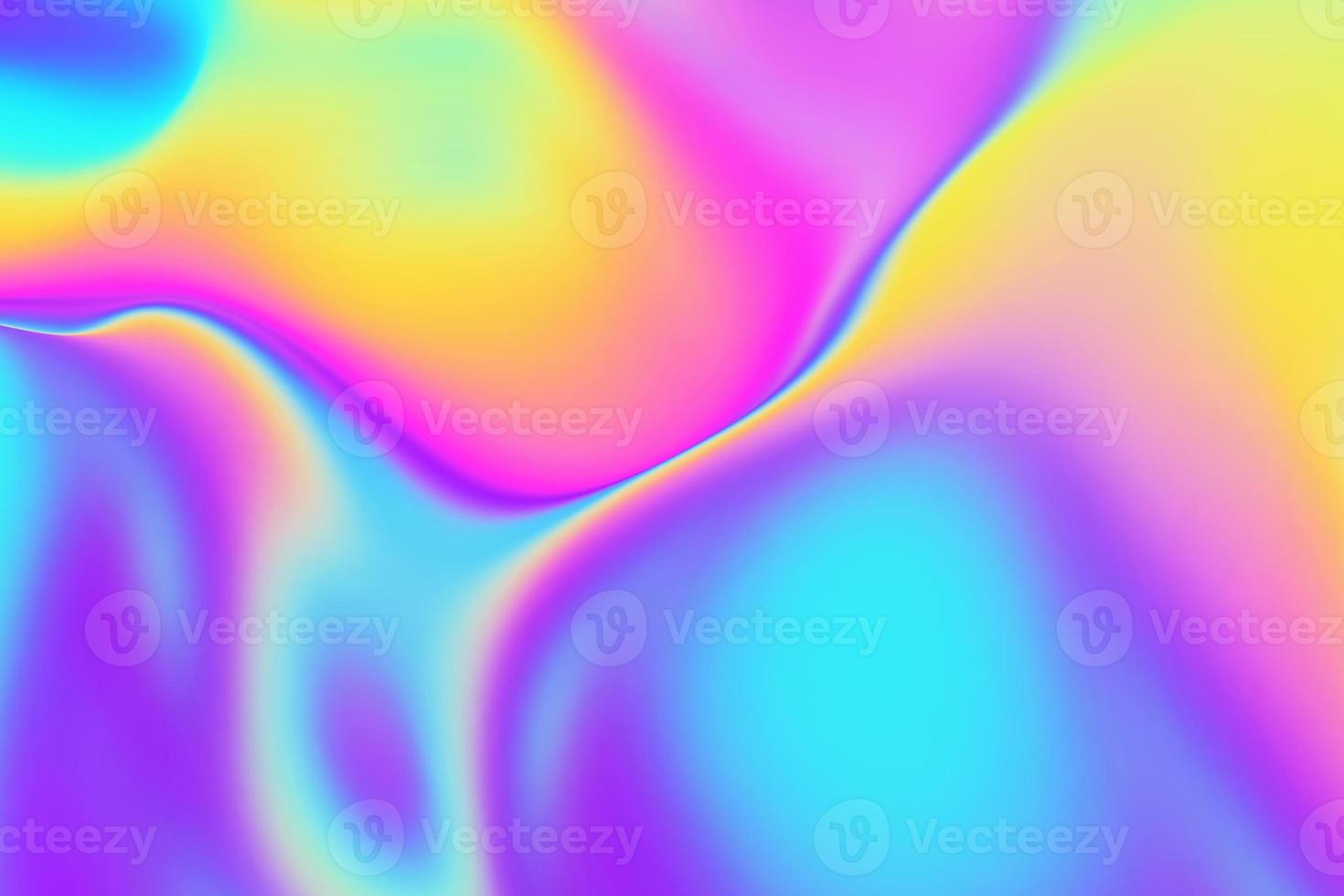 iriserende holografische gradiënt 3d render achtergrond. dynamische levendige vloeibare textuur. abstracte neon wazige achtergrond in regenboogkleurenmix foto