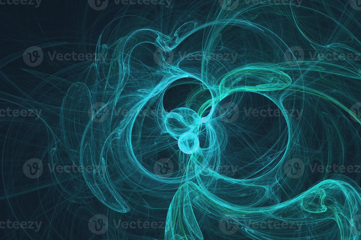 groene neon 3d render illustratie in technologie en futuristische stijl. abstracte rooklijnen in wervelingsachtergrond foto