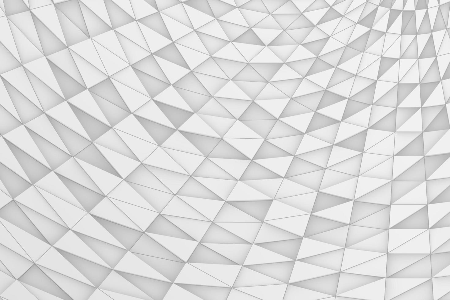 witte driehoeksvorm die willekeurig naar beneden beweegt. abstracte cirkel bovenaanzicht geometrische mozaïek 3d illustratie weergave foto