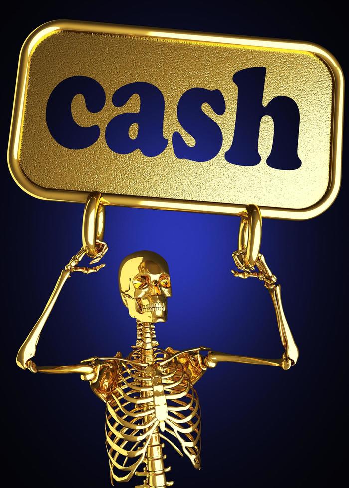 geldwoord en gouden skelet foto
