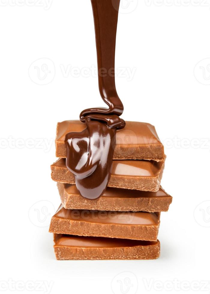 chocolade stroom geïsoleerd op een witte achtergrond close-up foto