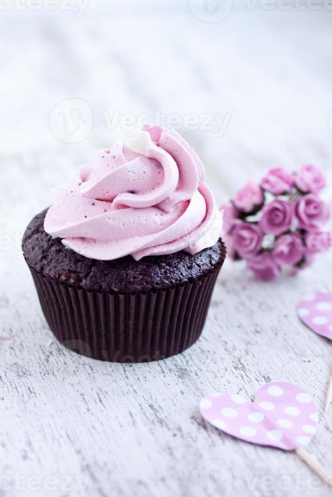 roze chocolade cupcake foto
