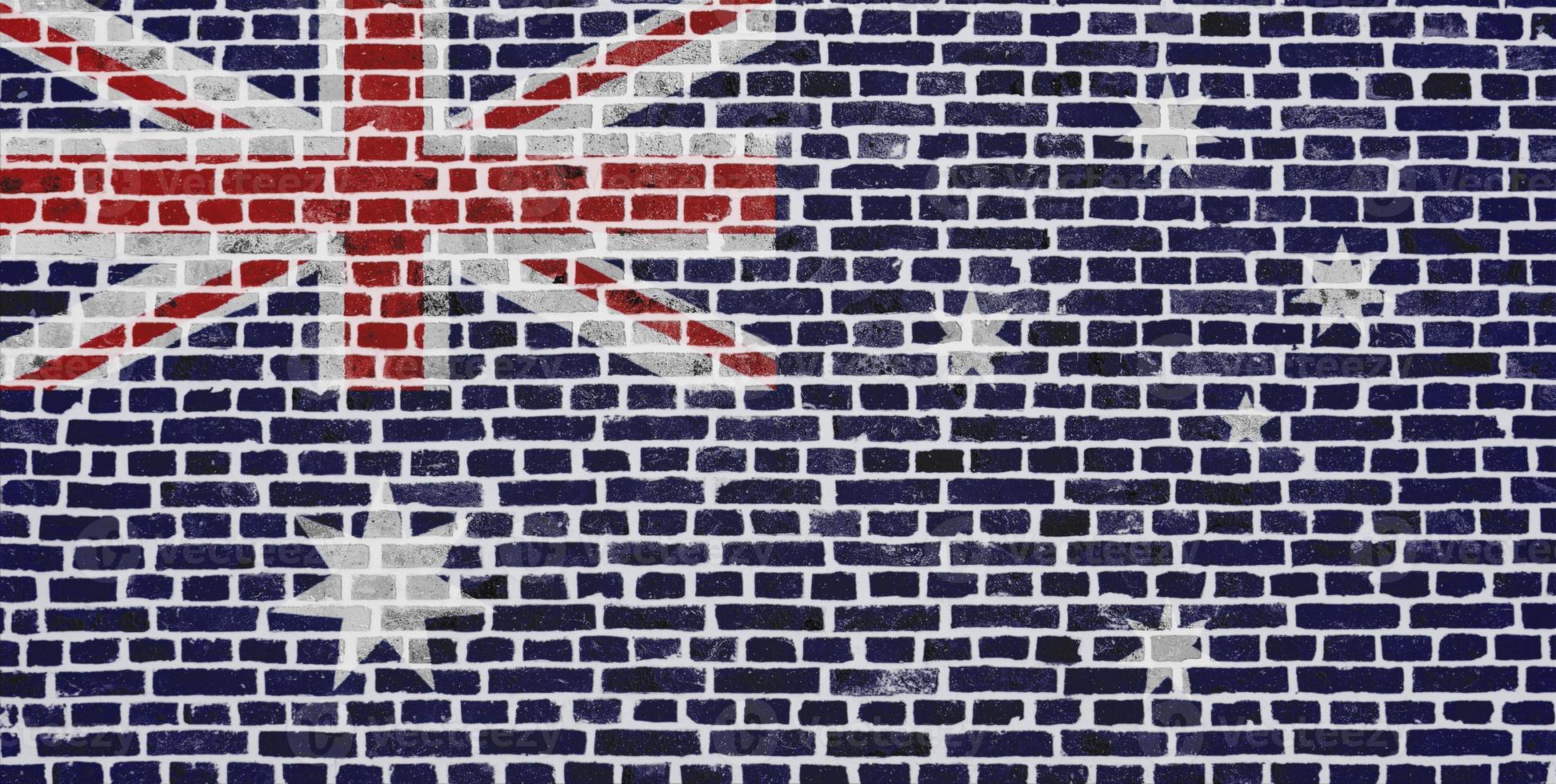 vlag van australië geschilderd op een bakstenen muur foto