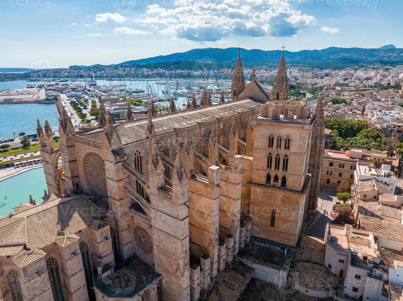 gotische middeleeuwse kathedraal van palma de mallorca in spanje foto