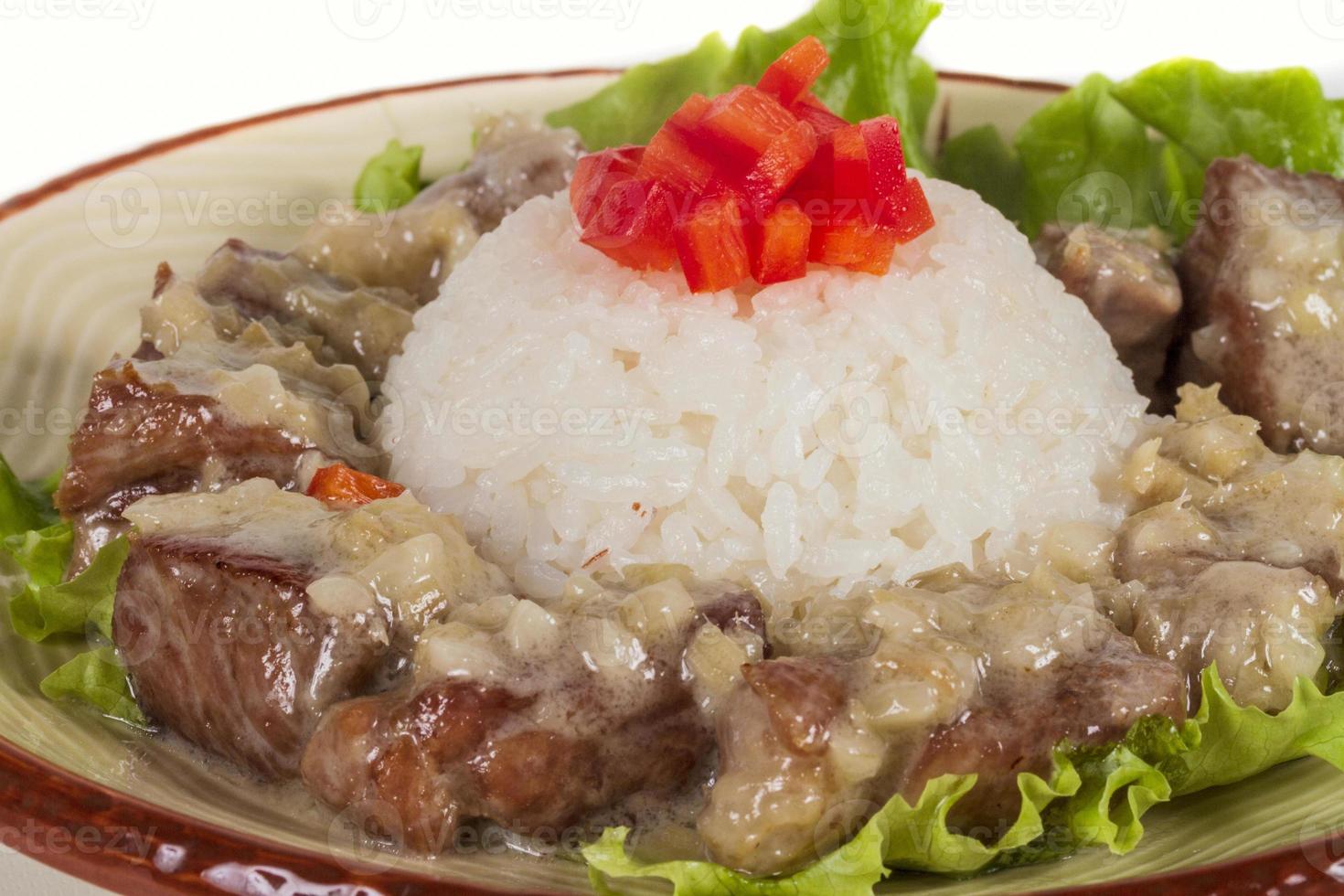 rijst en varkensvlees in Japanse stijl foto