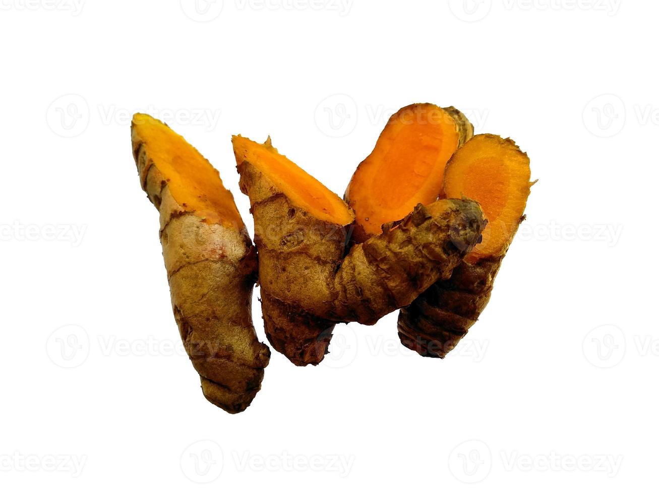 kurkuma of curcuma longa op witte achtergrond foto