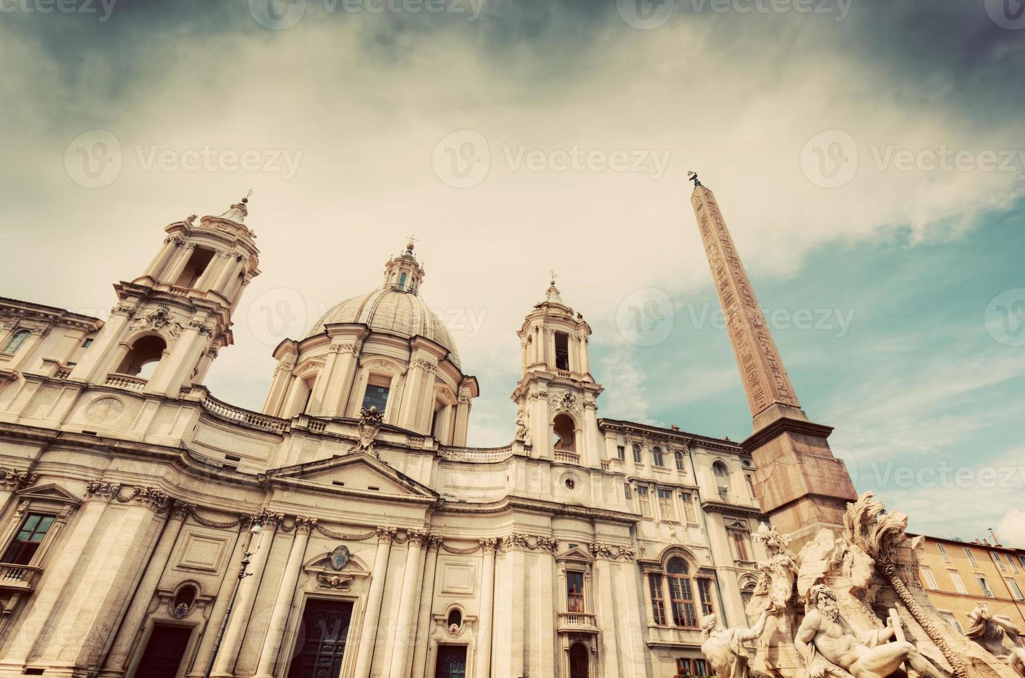 St agnese in agone kerk op piazza navona, rome, italië. vintage foto