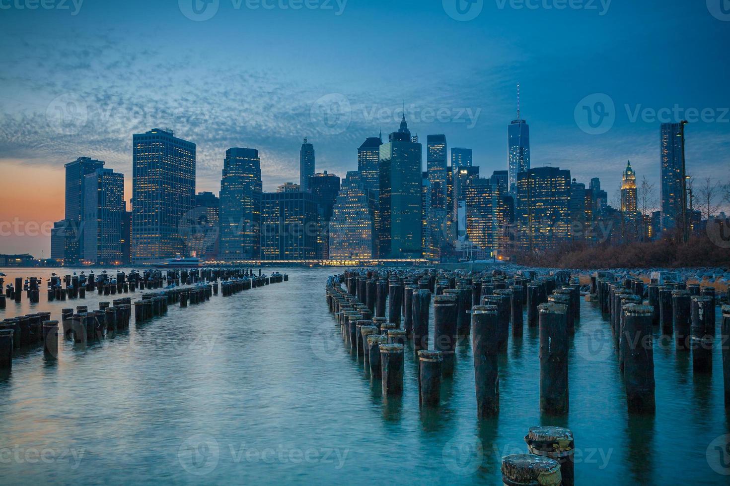 Manhattan zonsondergang foto