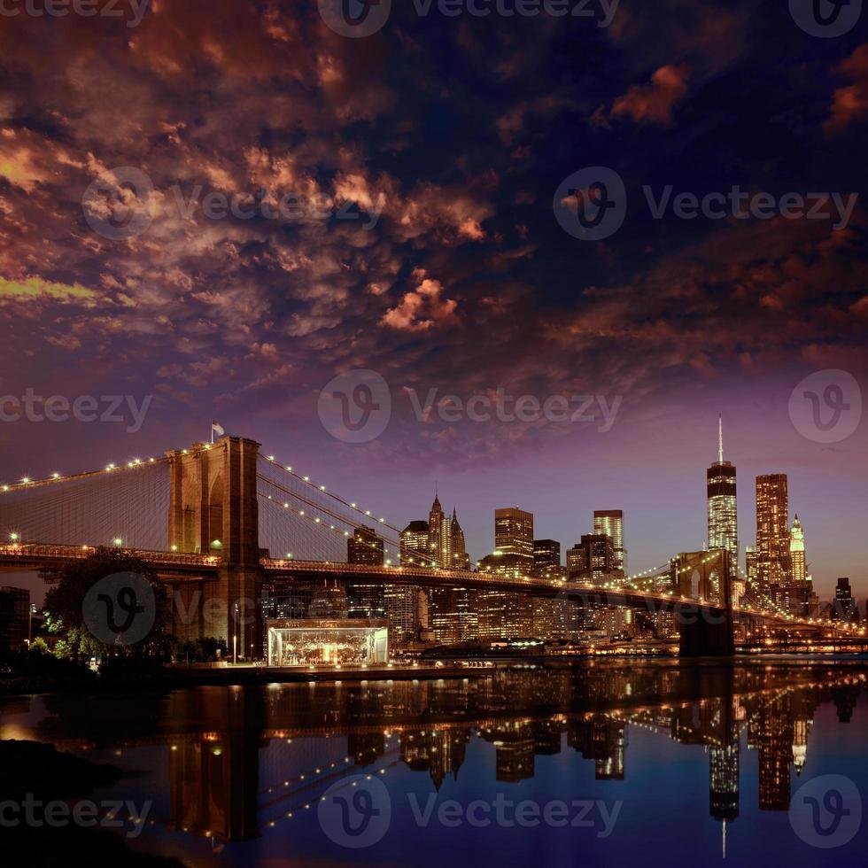 Brooklyn Bridge Sunset New York Manhattan foto