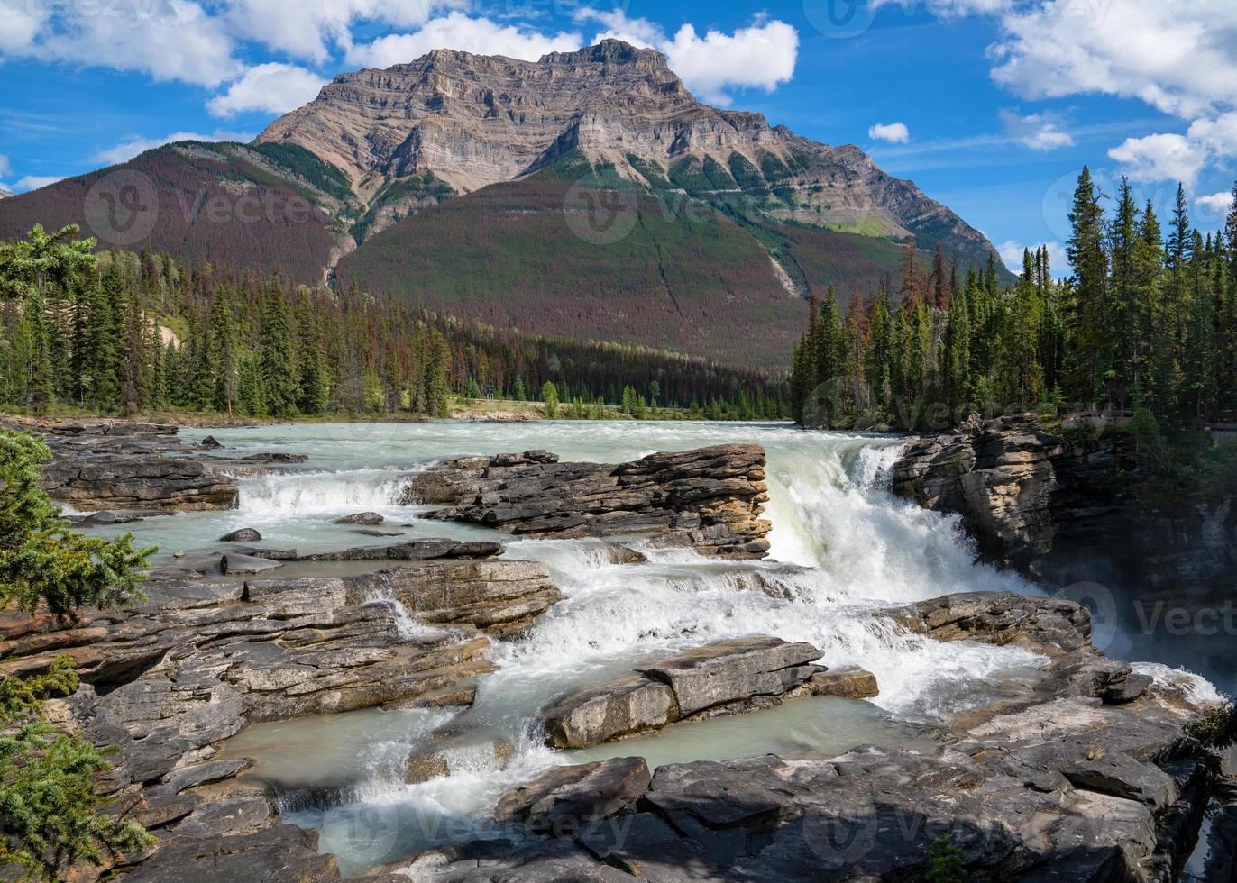 athabasca watervallen, jaspis nationaal park, alberta, canada foto