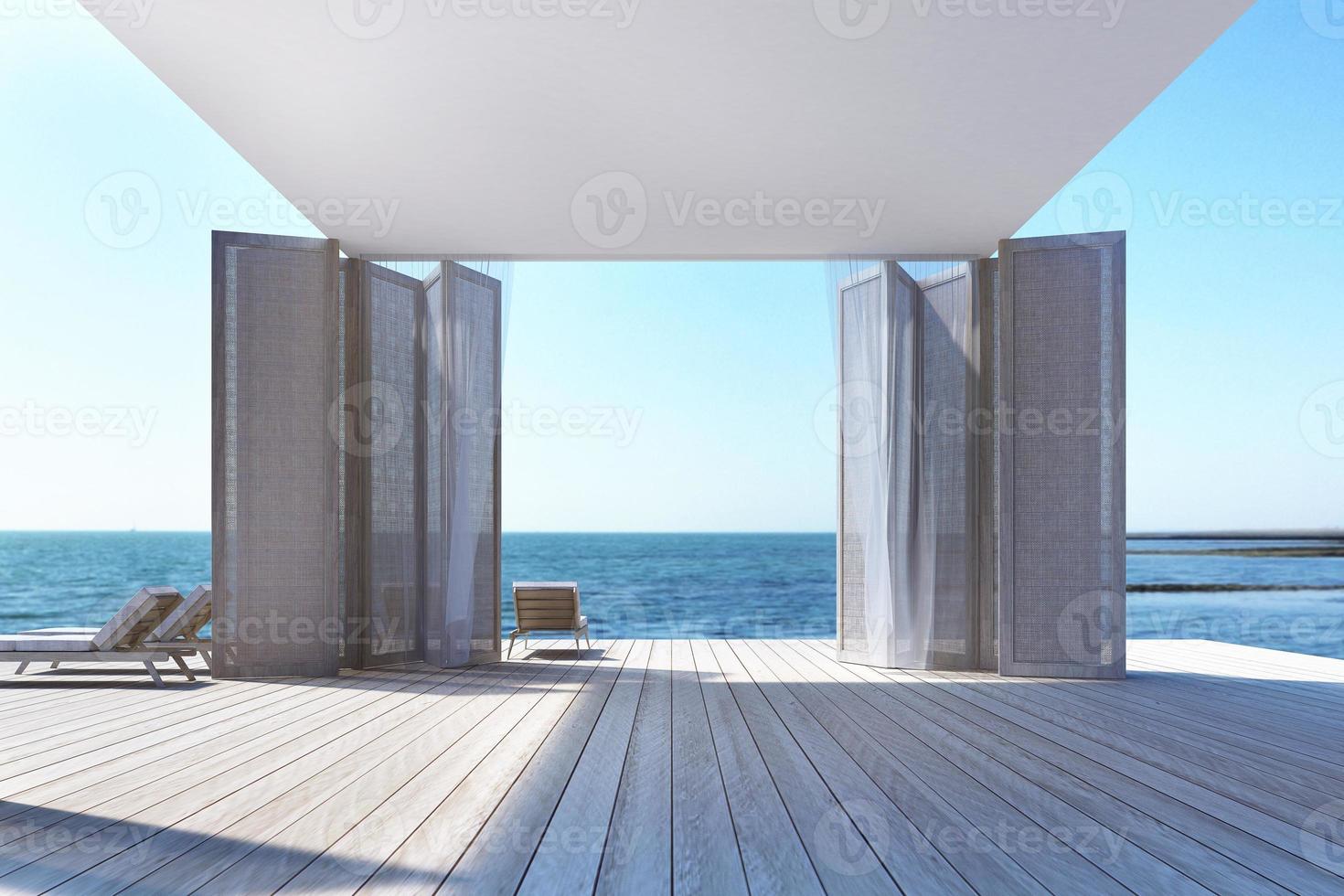 strand wonen met uitzicht op zee. 3D-rendering foto