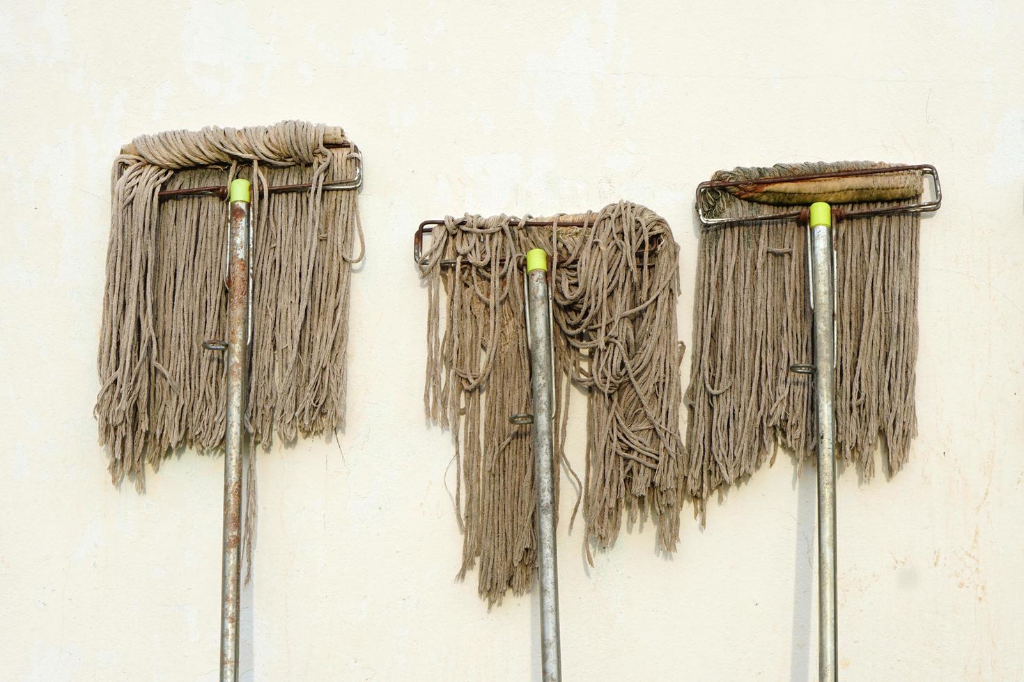 dweil naast de muur van het huis foto